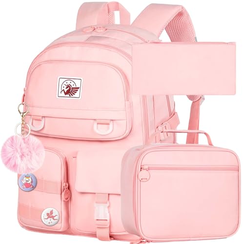 CCJPX Girls Backpack, 16 inch School Laptop Bag College Bookbag, Anti Theft Daypack for Teens Girls Students Women - color: Pink
