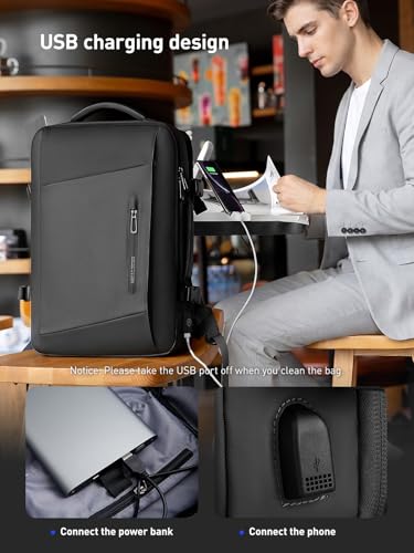 MARK RYDEN Travel Backpack for Men, 38L Airline Approved Carry on Backpack with USB Charging Port, 17.3 Inch Waterproof Business Laptop Backpack