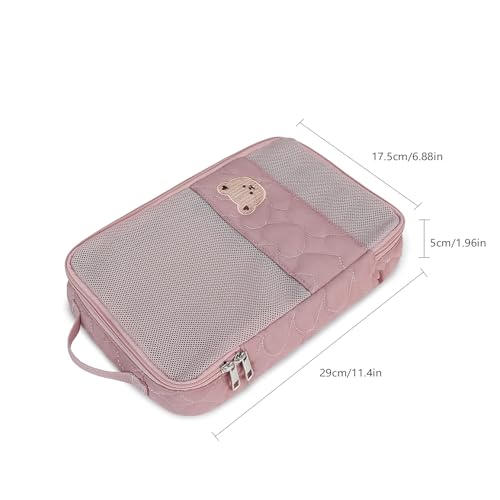 Baby Diaper Bag Organizer Pouches - 2 Pack Waterproof Pod Hanging Diaper Bag Cute Bear Mesh Bag Reusable, Washable or Baby Cloth Diapers (Green&Pink) - color: Green&Pink