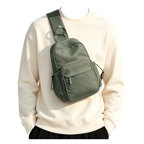 Small Green Sling Crossbody Bag for Men Women, Tactical Backpack Shoulder Daypack Mini Anti-Theft Cross Body Motorcycle Chest Bags, Small One Strap Fanny Back Pack for Casual Travel Hiking Sport Gym - color: A0-green