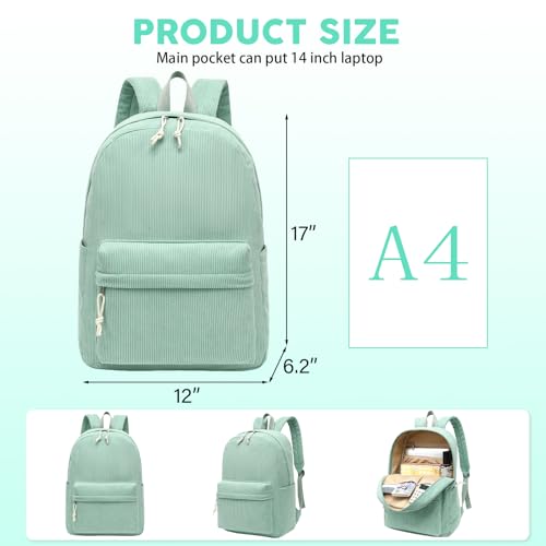 LEDAOU School Backpack for Teen Girls Elementary Middle School Bookbag Kids Backpacks Women Laptop Backpack Travel Daypack - color: Light Green
