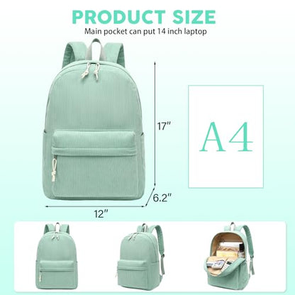 LEDAOU School Backpack for Teen Girls Elementary Middle School Bookbag Kids Backpacks Women Laptop Backpack Travel Daypack - color: Light Green
