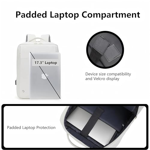 BESMART Laptop Backpack for Travel Water Resistant, Slim College Backpack for Men/Women, 15.6" Laptop Business Backpack with USB Charging Port(Beige) - color: Beige