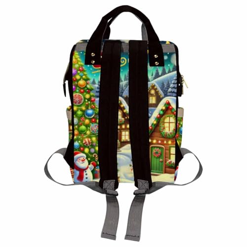 Custom Diaper Backpack with Photo, Christmas Personalized School Bag, Monogram Nappy Backpack with Thermal Pockets for Adults Kids, Large Capacity Waterproof Diaper Bag Xmas Gift - color: A-color-6