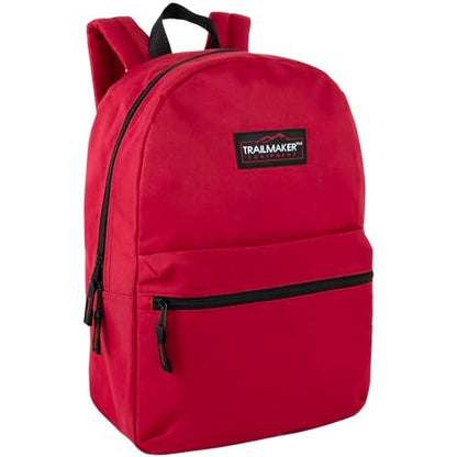 Trail maker Classic 17 inch Backpacks with Adjustable Padded Straps | School Backpacks for Girls, Boys (Red) - color: Red