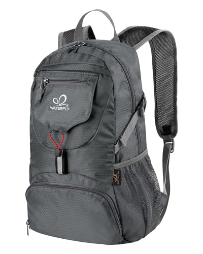 WATERFLY Small Lightweight Packable Backpack: 20l Ultra Light Foldable Travel Hiking Camping Daypack Day Pack for Man Woman - color: Gray