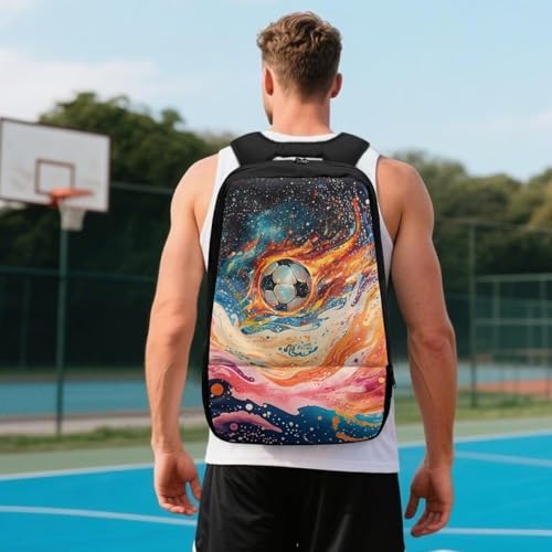 18.5in Basketball Backpack Basketball Bag with Shoe Compartment & Ball Holder, Waterproof Bag for Soccer Volleyball - color: Anime Star Cool Soccer Print