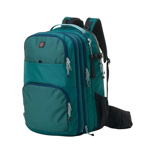 Modular Travel Backpack 3-in-1 Carry On | Expandable Backpack System (Core Pack, Link & Daypack) | 12L–73L Travel Backpack for Men & Women – Modevo Trio Travel Pack (Teal) - color: Teal