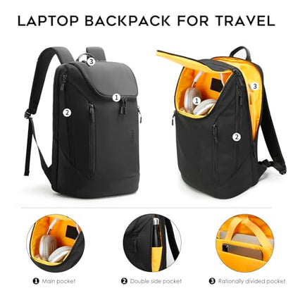 BANGE Commute backpack can hold 15.6 inch laptop,Flight approved carry on backpack for men and woman - color: Black