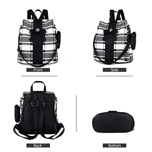 ZOCAI Backpack Purse for Women Fashion Backpack Purses PU Leather Daypacks Anti-Theft Shoulder Bag Satchel Purse - color: 7black/Black