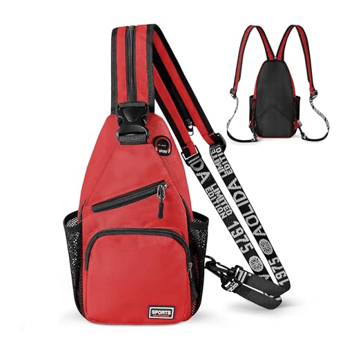 Geestock Convertible Sling Bag for Women Men, Lightweight Crossbody Backpack Daypack Chest Bag Fit 7.9" Tablet for Travel, Sport, Hiking & Commute, Red, 7.09in×3.15in×12.60in - color: Red, size: Small