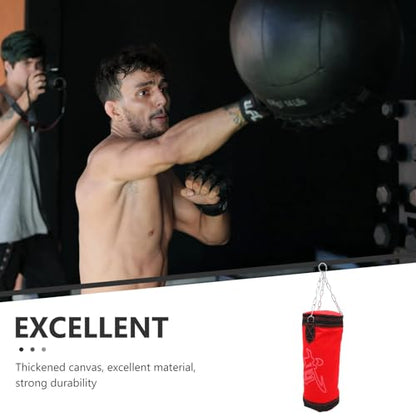 INOOMP Boxing Sandbag Hanging Fitness Bag Thickened Empty Punching Bag Red Sturdy Pu Leather Karate Training for Home Gym Fitness Exercise