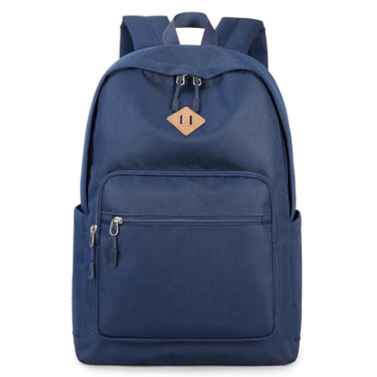 Lohol Classic Backpack for School Travel College, Durable Water Resistant Bookbag (Navy) - color: Navy