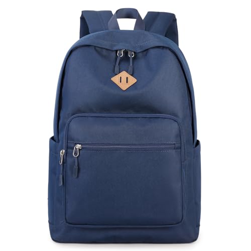 Lohol Classic Backpack for School Travel College, Durable Water Resistant Bookbag (Navy) - color: Navy
