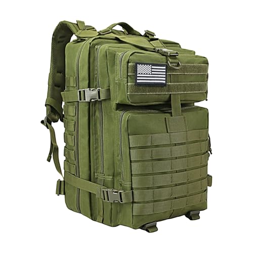 WOLT Military Tactical Backpack for Men 45L Molle Backpack 3 Day Assault Pack Bug Out Bag, Heavy Duty Rucksack for Hiking Gym(Army Green) - color: Green