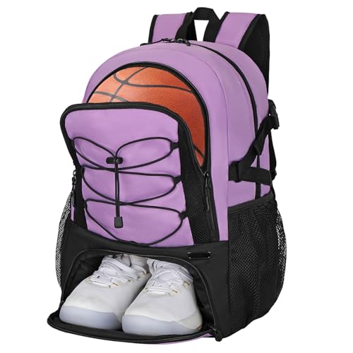 Goloni 40L Basketball Bag,Large Basketball Backpack with Ball Compartment & Shoe Compartment,Backpack for Soccer,Volleyball - color: Purple
