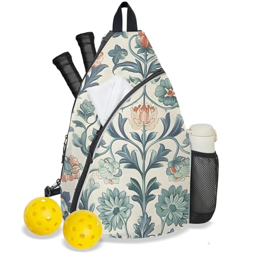 Pickleball Bag for Women Men Adjustable Crossbody Sling Backpack Hold Pickleball Paddle Water Bottle - color: Multicolor 5