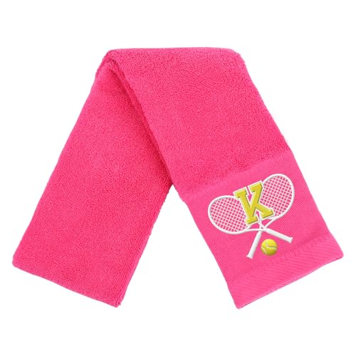 OXYEFEI Tennis Towel,Tennis Gift for Men, Women,Lovers,13”x 43” Cotton Embroidered Tennis Towels (Pink, Initial-K) - color: Pink, size: Initial-K