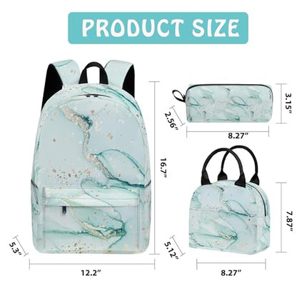 Marble 3PCS Backpack for Boys Girls, Kids Back to School Backpack Set with Lunch Box Pencil Case, 17 Inch Lightweight Bookpack 3 in 1 Set for Teens Elementary Middle High School Students - color: Marble3