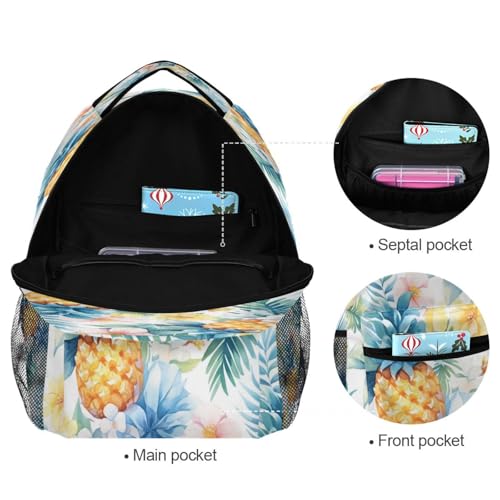Day Backpack for Women Men Fashion Laptop Bag with Chest Strap Gift Men & Women Sliced Pineapple and Flowers - color: Multicolor15