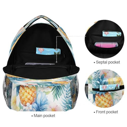 Day Backpack for Women Men Fashion Laptop Bag with Chest Strap Gift Men & Women Sliced Pineapple and Flowers - color: Multicolor15