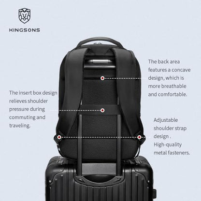 Kingsons 15.6 Inch Laptop Compartment Backpack for Men,Waterproof Slim Durable Business Backpack for Work，Travel (KS25458-Blue-US-1) - color: Ks25458-blue-us-1