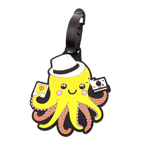Cute Octopus Silicone Luggage Tag Funny Cartoon Baggage Tag Travel Suitcase Labels Airtag Holders for Cruise - color: Octopus
