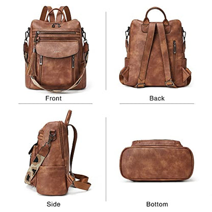 Shrrie Backpack Purse for Women Fashion Leather Backpack Purse Designer Travel Backpack Convertible Shoulder Bag with Wristlet - color: 1 Two-toned Brown