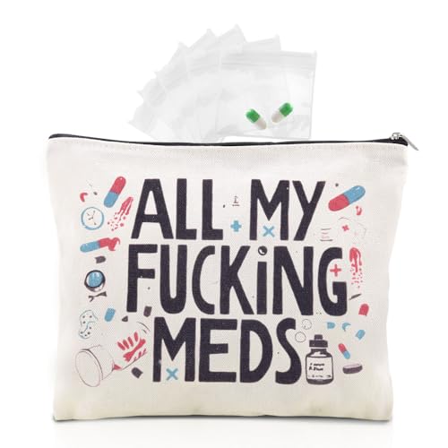 Medication Medicine Bag Organizer for Women Girls All My Fucking Meds Travel Makeup Bags for Girls Women Pharmacist Nurse Medicine Bag for Purse Traveling Pill Storage Organizer Pouch - color: meds