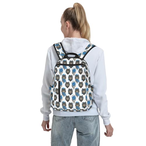 Eco Polyester Backpack Native Dream Catcher Wolf Print, Ergonomic Straps, Fits Tablet, for Work or Hiking - color: Picture (47)