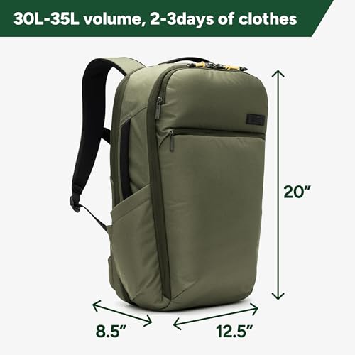 Halfday Roamer All-in-One Travel Backpack: 15” Laptop Compartment, Built-In Shoe/Laundry Pouch (Magnetic Sternum Strap, Padded Shoulder Support), Weekend & Business Trip Carry-on Bag, Olive - color: Olive