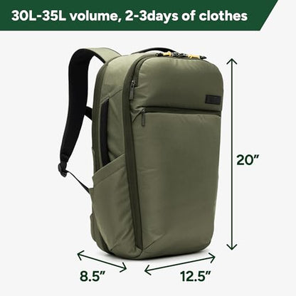 Halfday Roamer All-in-One Travel Backpack: 15” Laptop Compartment, Built-In Shoe/Laundry Pouch (Magnetic Sternum Strap, Padded Shoulder Support), Weekend & Business Trip Carry-on Bag, Olive - color: Olive