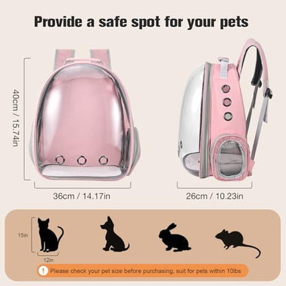 Cat Carrier Backpack, Pet Carrier Backpack Front Pack for Small Medium Cat Puppy Dog Carrier Backpack Bag Space Capsule, Airline-Approved Pet Carrier for Travel Hiking Walking Camping (Pink) - color: Pink