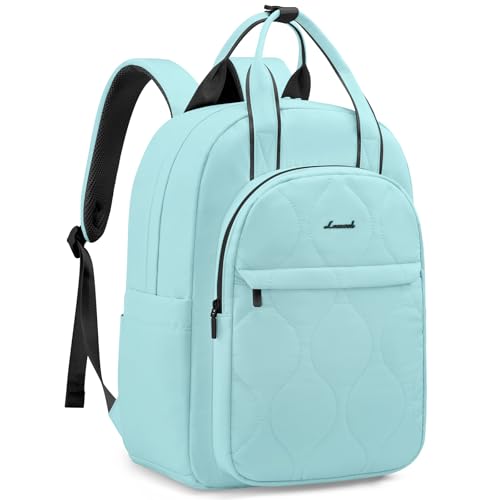 LOVEVOOK Laptop Backpack for Women, College Travel Backpack Puffer Womens Backpack for 15.6 Inch Laptop, Computer Water-Resistant Quilted Casual Daypack, Blue Green - color: Blue Green(puffer), size: 15.6 Inch