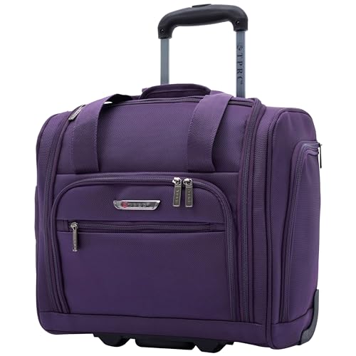 TPRC 15” Underseat Carry-On Luggage Airline Approved Personal Item with USB Charging Port, Purple - color: Purple