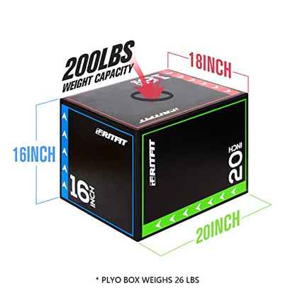 RitFit 3 in 1 Extra Firm Soft Plyo Box Foam Plyometric Box-30”x24”x20”-20"x18"x16" Heavy Duty High Density Foam Jumping Box 3 Sizes with PVC Cover,Platform for Home Gym Fitness, 440lb Weight Capacity - size: SMALL-A