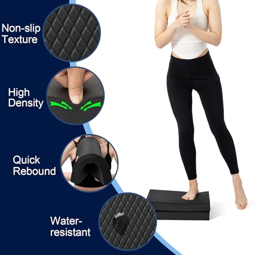 StrongTek Professional Foam Exercise Balance Pad - 15.8" x 13" x 2", High-Density TPE Foam Knee Pad, Non-Slip & Water-Resistant, for Balance Training, Physical Therapy, Yoga, and More - color: Grey-Set of 2