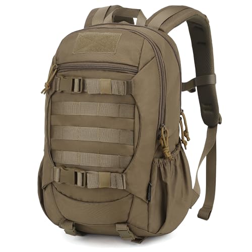 Mardingtop Small Tactical Molle Backpack for Men, 18L EDC Motorcycle Backpack,Hiking Daypack - color: Khaki