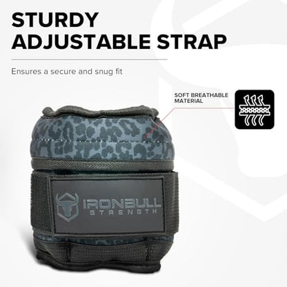Adjustable Ankle Weights (10lbs/Pair) - Weighted Ankle Weight for Walking, Gym and Exercise - 2, 4, 6, 8, 10 LB Leg Weight Set with Straps for Women and Men - 1-5 lbs Each Ankle Adjustable for Weight Lifting - color: Leopard