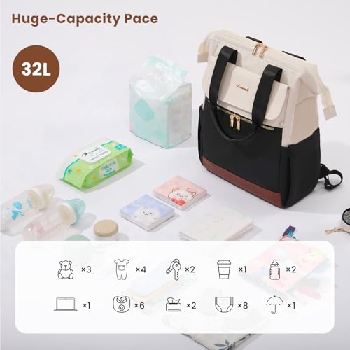LOVEVOOK Baby Diaper Bag Backpack, Large Bag for Boys & Girls (Black, M-3pcs) - color: Black