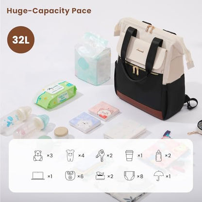 LOVEVOOK Baby Diaper Bag Backpack, Large Bag for Boys & Girls (Black, M-3pcs) - color: Black