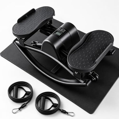 Rock Stepper for Exercise at Home, Rocking Stepper Side to Side with Resistance Bands & Digital Display, 300 LBS Capacity Full Body Workout Low-Impact Knee-Friendly Anti-Slip Side Stepper