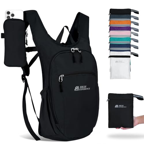 Hiking Backpack 10L/15L Small Daypack Lightweight Packable Travel Foldable Water Resistan for Women Men (Black, 15L) - color: Black, size: 15L