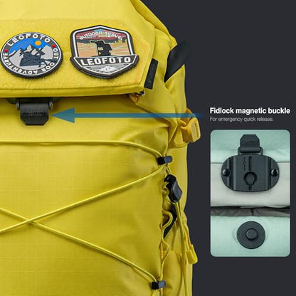 LEOFOTO 35L Camera Backpack for Photographer, Lightweight Waterproof Travel Camera Bag for Camera/Drone/15.6" Laptop, Photopraphy Bag with Side Access & Rain Cover, Tripod Compatible, 2.95KG (YELLOW) - color: 35l-bag+large Insert-yellow