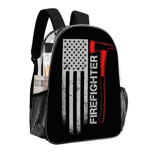 Daypack Backpack Polyester Anti-Theft Multipurpose American Thin Red Line Flag Firefighter Black Bookbag Big Capacity Travel Hiking Camping Rucksack With Smooth Zippers - color: Pattern 204