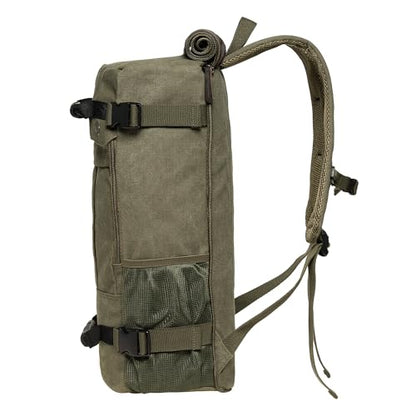 KAUKKO Canvas Travel Backpack Multi-Functional Bag Fits 17" Laptop, Large Capacity Hiking Backpack, Outdoor Daypack 23.8L - color: 27-1-armygreen