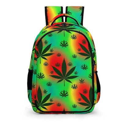 Water Resistant Travel Daypack Rasta Leaf Weedleaf, Lightweight Laptop Backpack with Water Bottle Pockets for Men Women College Work - color: Pattern (320)