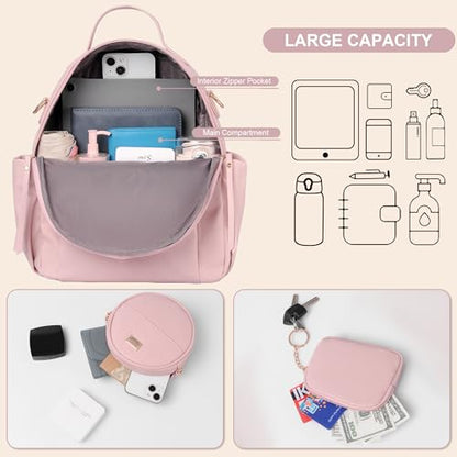 Small Backpack for Women Designer Leather Mini Backpack Purse Ladies Fashion Roomy Shoulder Handbag (Pink-3) - color: Pink-3