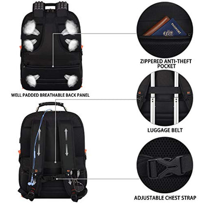 Travel Laptop Backpack,Extra Large 18.4 inch Gaming Laptop Backpacks,Big Capacity TSA Friendly RFID Anti Theft Pocket College unisex Heavy Duty Computer bag, 21.5*16.3*9.9 inch - color: Orange Rfid