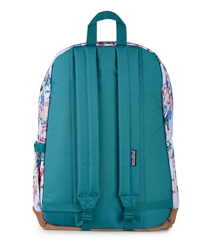 JanSport Right Pack Backpack - Durable Daypack with Padded 15" Laptop Sleeve, Spacious Main Compartment & Integrated Water Bottle Pocket - Rustic Roses Moon Flower/Blu/Pnk/Grn - color: Rustic Roses Moon Flower/Blu/Pnk/Grn